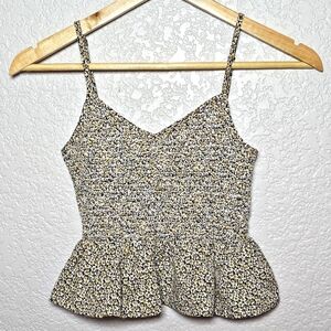 IVY & MAIN Smocked Daisy Peplum Womens Cami Small Cropped ruffle straps